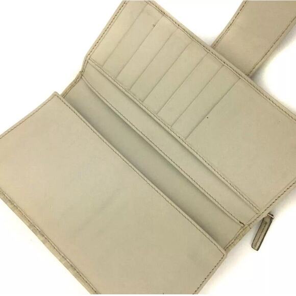 Authentic GUCCI Ssima Abbey GG Logo Leather Long Bifold Wallet Ivory - Picture 5 of 8